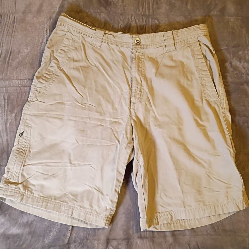 Columbia Mens 36W‎ 11L Omni-Shield Tan Khaki Cotton Canvas Cargo Hiking Shorts